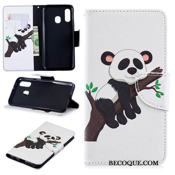 Kuori Samsung Galaxy A40 Nahka Puhelimen Kuoret Valkoinen, Kotelo Samsung Galaxy A40 Kuoret Uusi Trendi