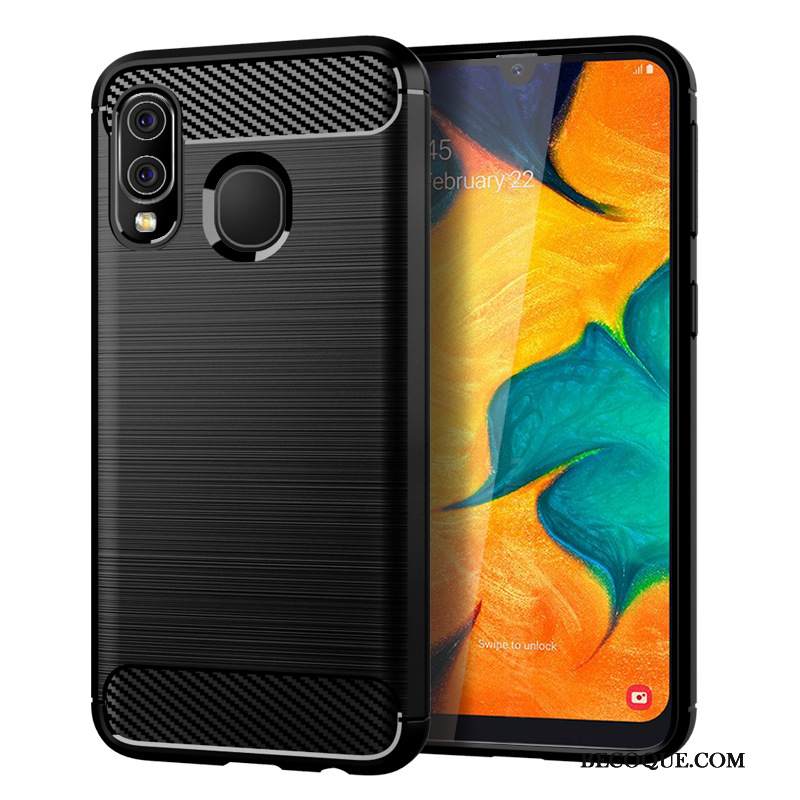 Kuori Samsung Galaxy A40 Pehmeä Neste Sininen Kuitu, Kotelo Samsung Galaxy A40 Suojaus Johdin Murtumaton