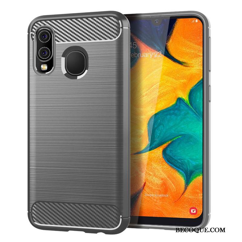 Kuori Samsung Galaxy A40 Pehmeä Neste Sininen Kuitu, Kotelo Samsung Galaxy A40 Suojaus Johdin Murtumaton