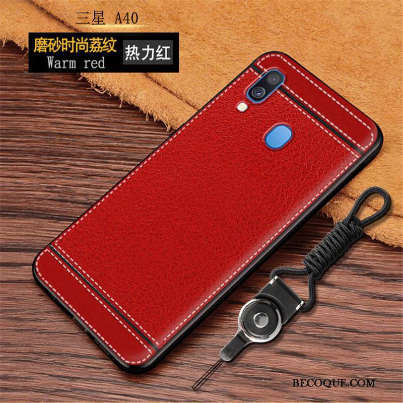 Kuori Samsung Galaxy A40 Silikoni Sininen Kukkakuvio, Kotelo Samsung Galaxy A40 Pehmeä Neste Pesty Suede Trendi