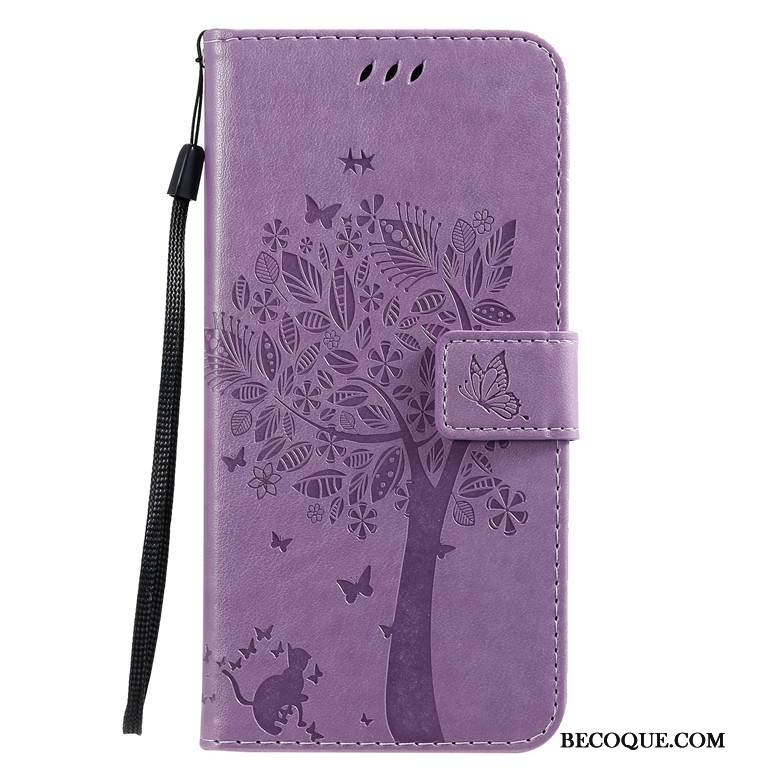 Kuori Samsung Galaxy A41 Kuoret L Kissa, Kotelo Samsung Galaxy A41 Nahka Puu Violetti