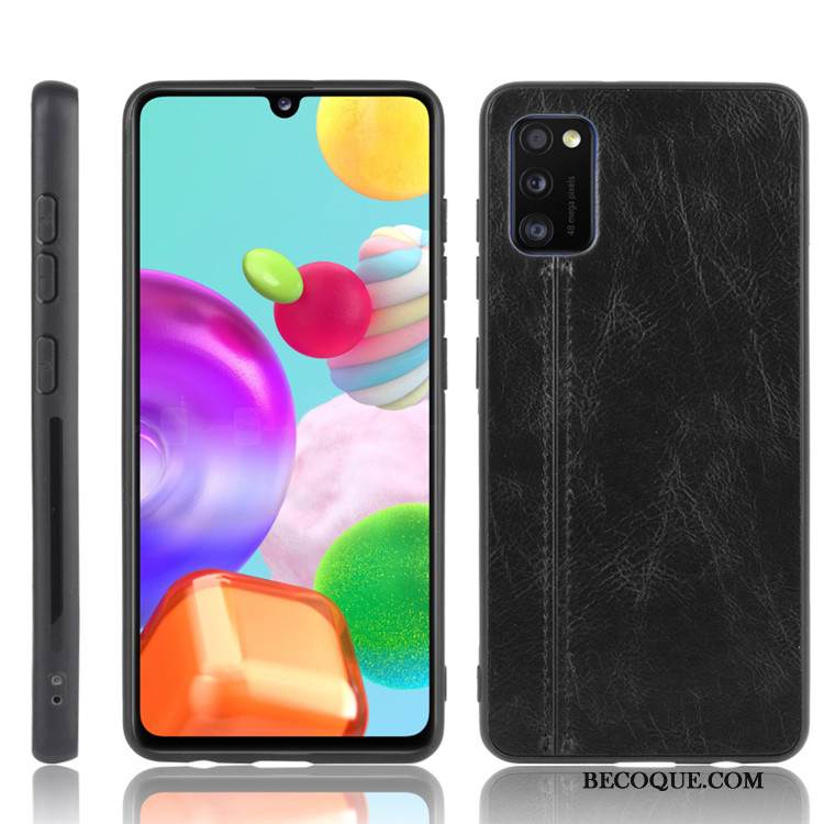 Kuori Samsung Galaxy A41 Laukut Puhelimen Kuoret Musta, Kotelo Samsung Galaxy A41 Nahka Kova Trendi