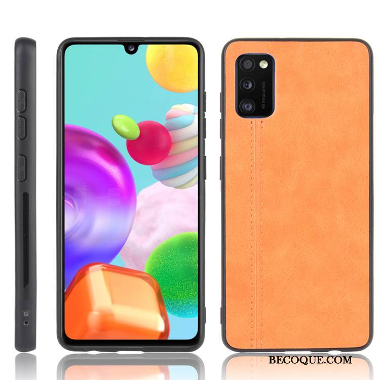 Kuori Samsung Galaxy A41 Laukut Puhelimen Kuoret Musta, Kotelo Samsung Galaxy A41 Nahka Kova Trendi
