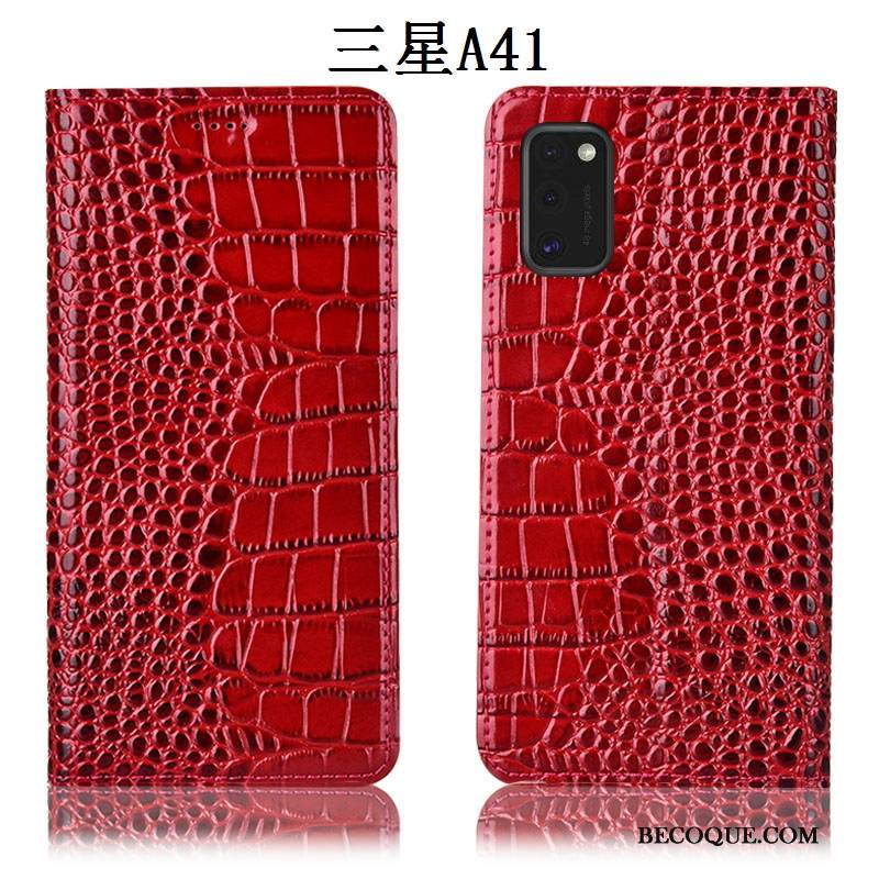 Kuori Samsung Galaxy A41 Nahka Murtumaton Puhelimen Kuoret, Kotelo Samsung Galaxy A41 Laukut Sininen