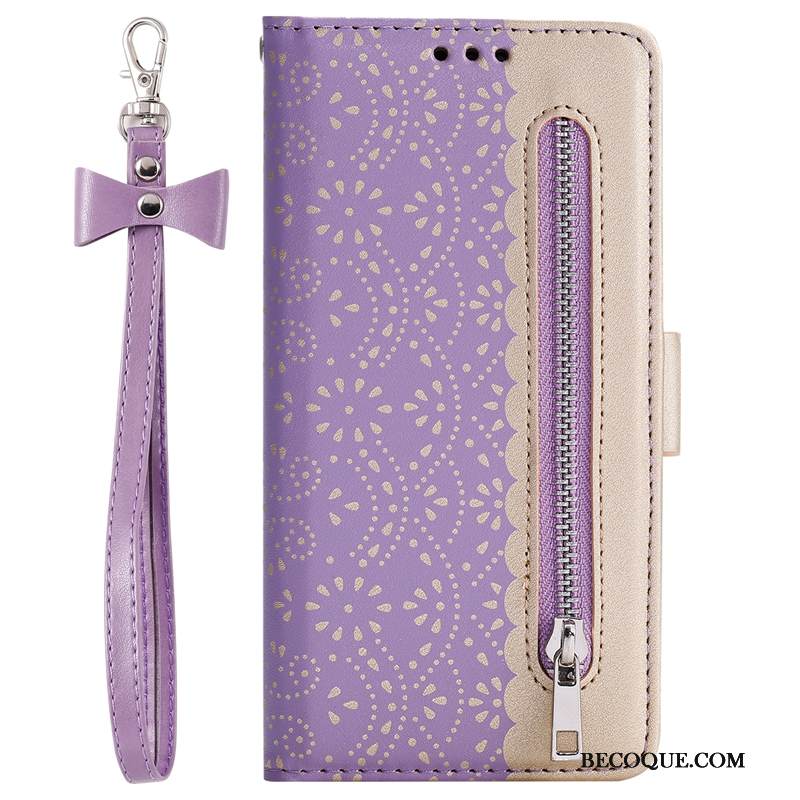 Kuori Samsung Galaxy A41 Nahka Vetoketju Violetti, Kotelo Samsung Galaxy A41 Kuoret Puhelimen Kuoret