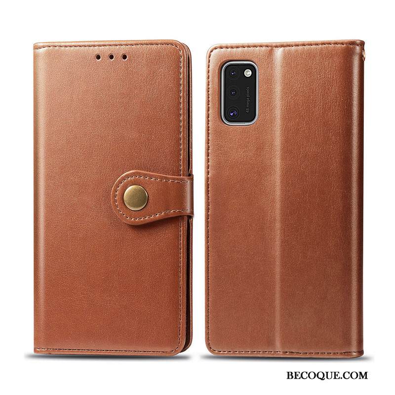 Kuori Samsung Galaxy A41 Nahka Yksinkertainen Kiinteä Väri, Kotelo Samsung Galaxy A41 Suojaus Musta Liiketoiminta