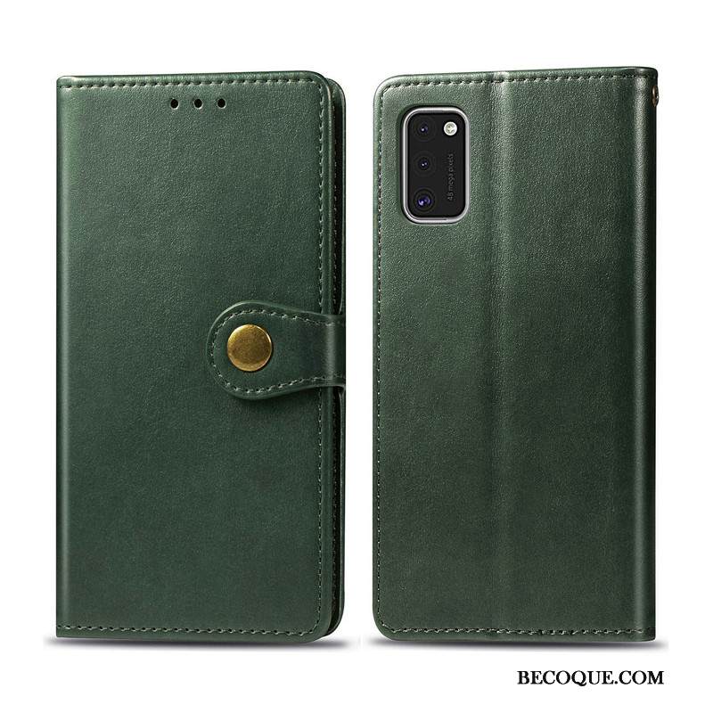 Kuori Samsung Galaxy A41 Nahka Yksinkertainen Kiinteä Väri, Kotelo Samsung Galaxy A41 Suojaus Musta Liiketoiminta