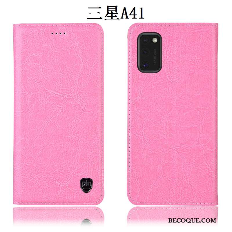 Kuori Samsung Galaxy A41 Suojaus Kukkakuvio Puhelimen Kuoret, Kotelo Samsung Galaxy A41 Nahka Punainen Murtumaton