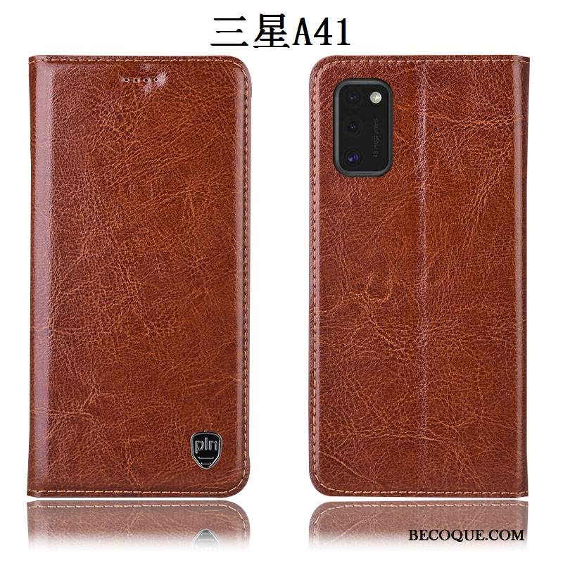 Kuori Samsung Galaxy A41 Suojaus Kukkakuvio Puhelimen Kuoret, Kotelo Samsung Galaxy A41 Nahka Punainen Murtumaton