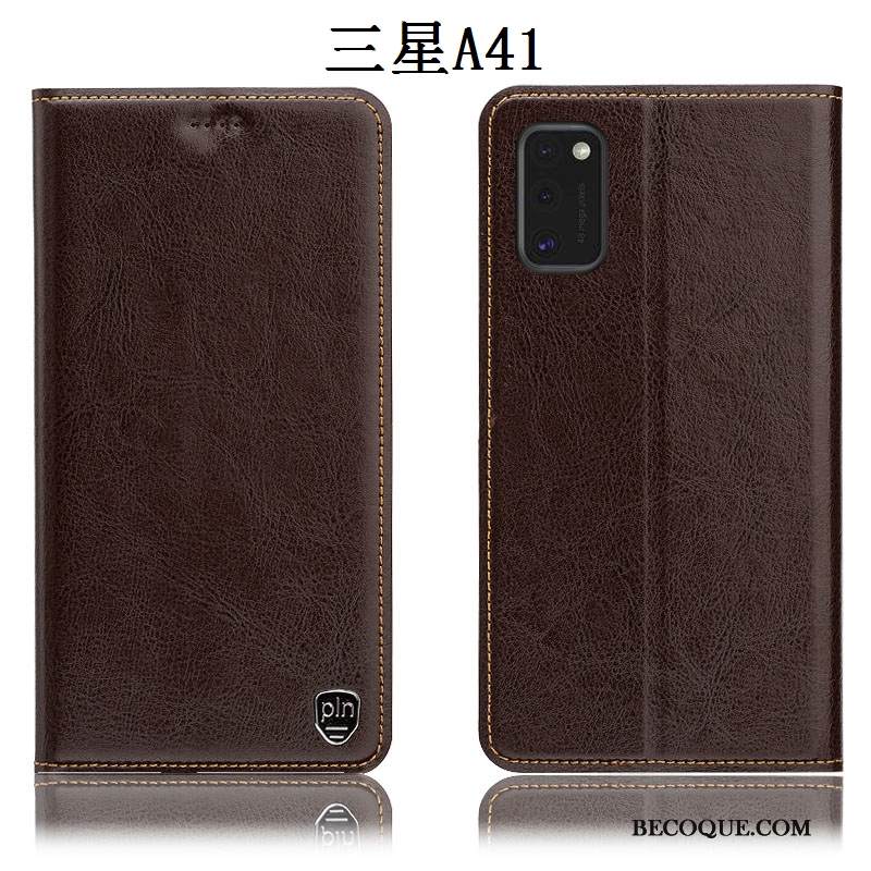 Kuori Samsung Galaxy A41 Suojaus Kukkakuvio Puhelimen Kuoret, Kotelo Samsung Galaxy A41 Nahka Punainen Murtumaton