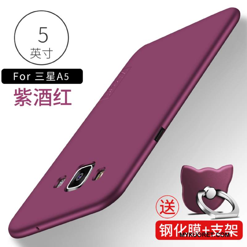 Kuori Samsung Galaxy A5 2015 Laukut Pesty Suede Musta, Kotelo Samsung Galaxy A5 2015 Suojaus Murtumaton Puhelimen Kuoret