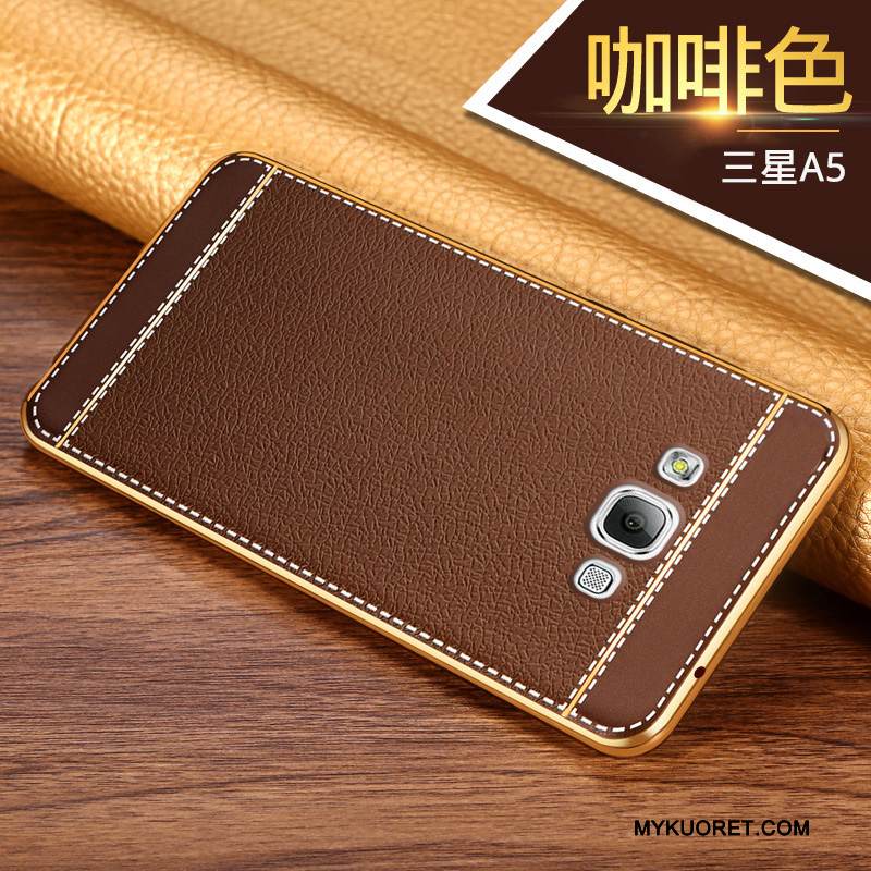 Kuori Samsung Galaxy A5 2015 Silikoni Keltainen Puhelimen Kuoret, Kotelo Samsung Galaxy A5 2015 Suojaus Vaalean Murtumaton