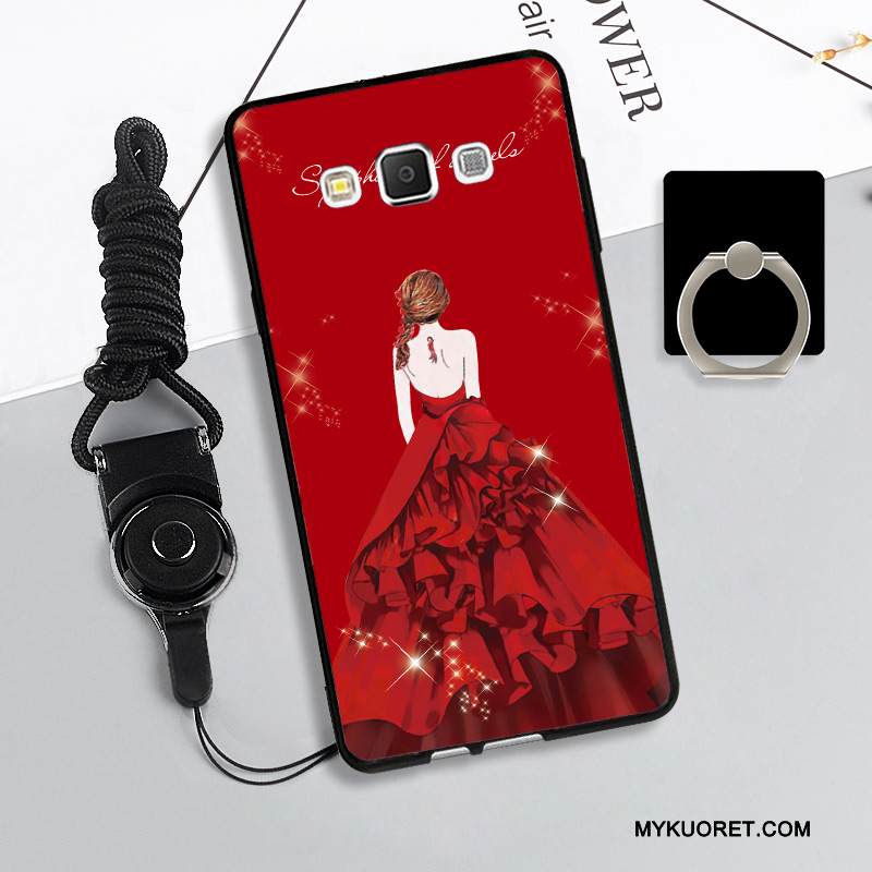 Kuori Samsung Galaxy A5 2015 Suojaus Puhelimen Kuoret Punainen, Kotelo Samsung Galaxy A5 2015 Pehmeä Neste Ripustettavat Koristeet Murtumaton