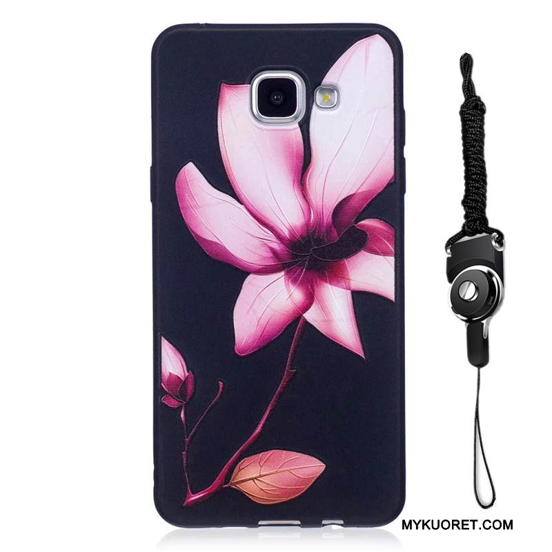 Kuori Samsung Galaxy A5 2016 Kohokuviointi Pesty Suede Sininen, Kotelo Samsung Galaxy A5 2016 Sarjakuva Trendi Puhelimen Kuoret