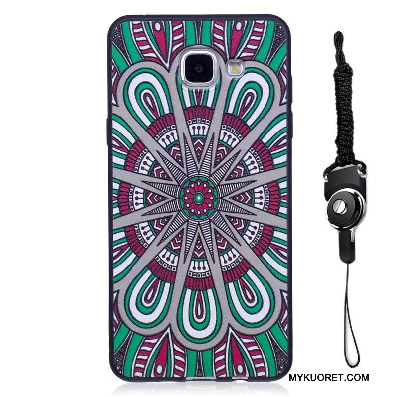 Kuori Samsung Galaxy A5 2016 Kohokuviointi Pesty Suede Sininen, Kotelo Samsung Galaxy A5 2016 Sarjakuva Trendi Puhelimen Kuoret