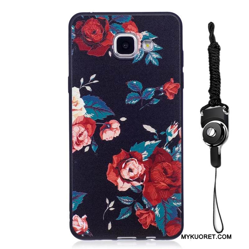 Kuori Samsung Galaxy A5 2016 Kohokuviointi Pesty Suede Sininen, Kotelo Samsung Galaxy A5 2016 Sarjakuva Trendi Puhelimen Kuoret