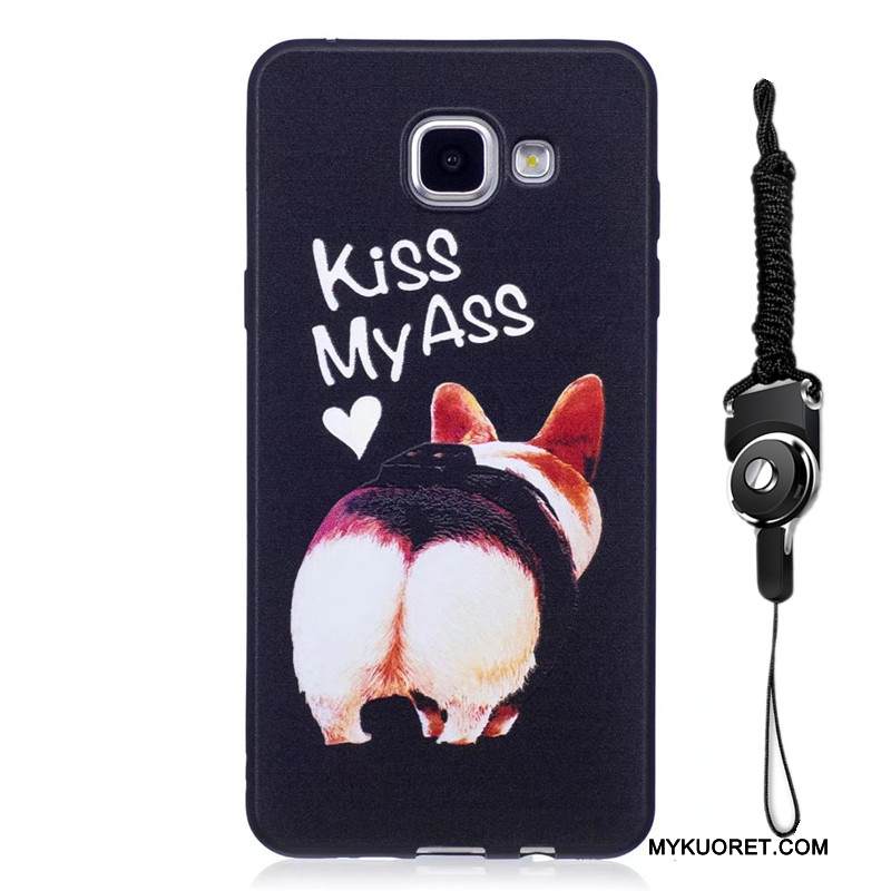 Kuori Samsung Galaxy A5 2016 Kohokuviointi Pesty Suede Sininen, Kotelo Samsung Galaxy A5 2016 Sarjakuva Trendi Puhelimen Kuoret