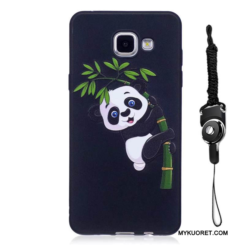 Kuori Samsung Galaxy A5 2016 Kohokuviointi Pesty Suede Sininen, Kotelo Samsung Galaxy A5 2016 Sarjakuva Trendi Puhelimen Kuoret