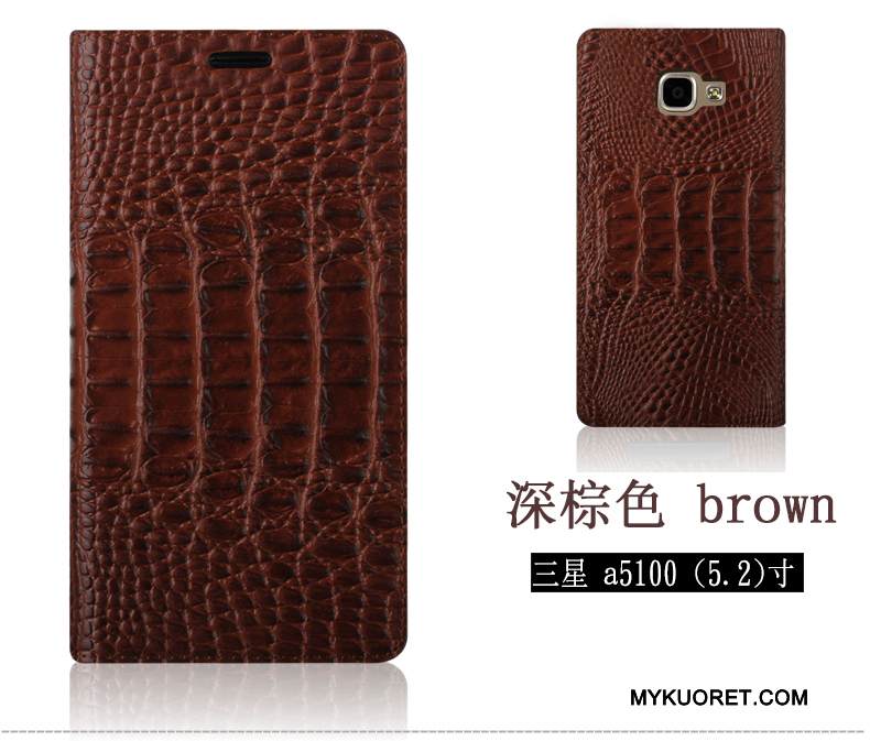 Kuori Samsung Galaxy A5 2016 Nahka Kukkakuvio Krokotiili, Kotelo Samsung Galaxy A5 2016 Suojaus Murtumaton Violetti