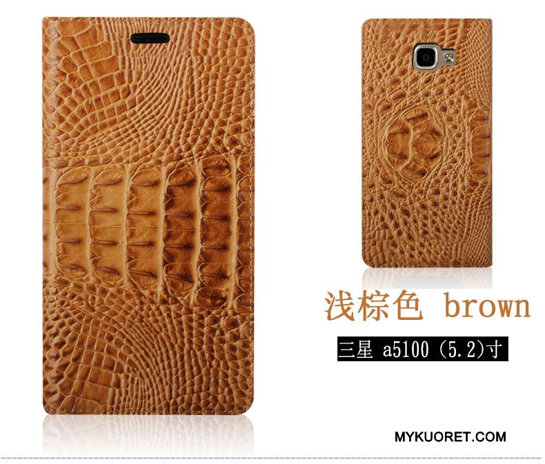 Kuori Samsung Galaxy A5 2016 Nahka Kukkakuvio Krokotiili, Kotelo Samsung Galaxy A5 2016 Suojaus Murtumaton Violetti