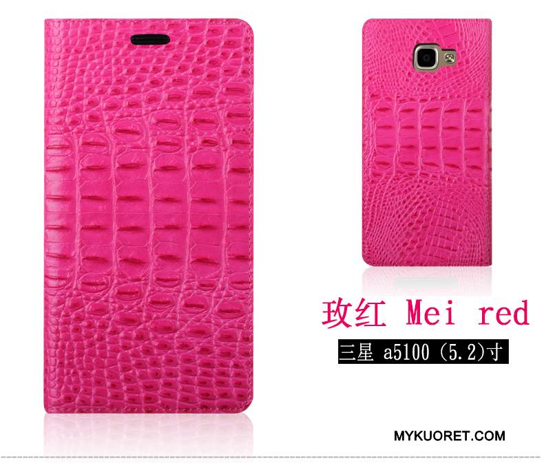 Kuori Samsung Galaxy A5 2016 Nahka Kukkakuvio Krokotiili, Kotelo Samsung Galaxy A5 2016 Suojaus Murtumaton Violetti