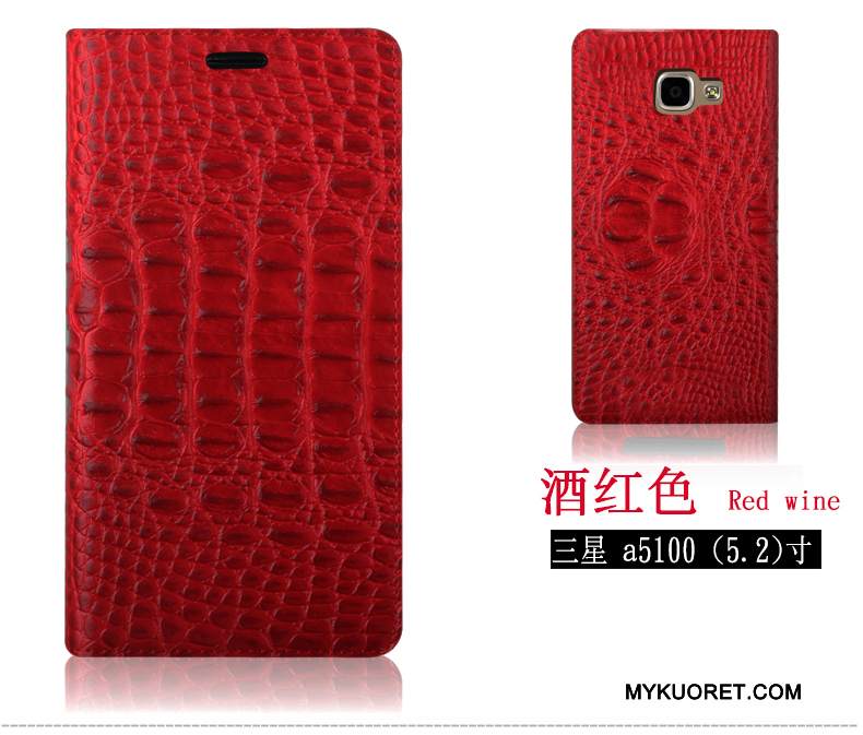 Kuori Samsung Galaxy A5 2016 Nahka Kukkakuvio Krokotiili, Kotelo Samsung Galaxy A5 2016 Suojaus Murtumaton Violetti