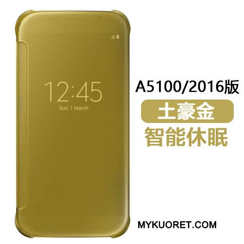 Kuori Samsung Galaxy A5 2016 Nahka Peili Puhelimen Kuoret, Kotelo Samsung Galaxy A5 2016 Kuoret Kulta