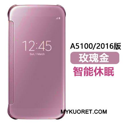 Kuori Samsung Galaxy A5 2016 Nahka Peili Puhelimen Kuoret, Kotelo Samsung Galaxy A5 2016 Kuoret Kulta