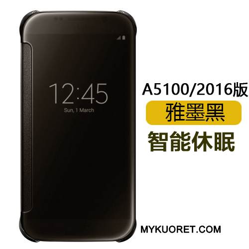 Kuori Samsung Galaxy A5 2016 Nahka Peili Puhelimen Kuoret, Kotelo Samsung Galaxy A5 2016 Kuoret Kulta