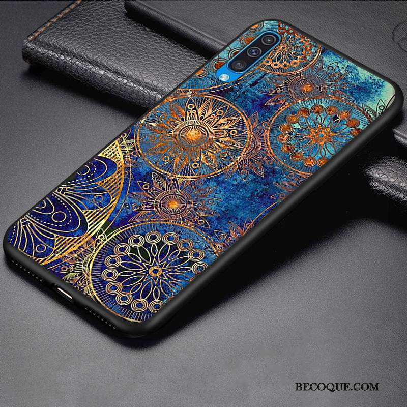 Kuori Samsung Galaxy A50 Luova Murtumaton Pesty Suede, Kotelo Samsung Galaxy A50 Laukut Yksinkertainen Sininen