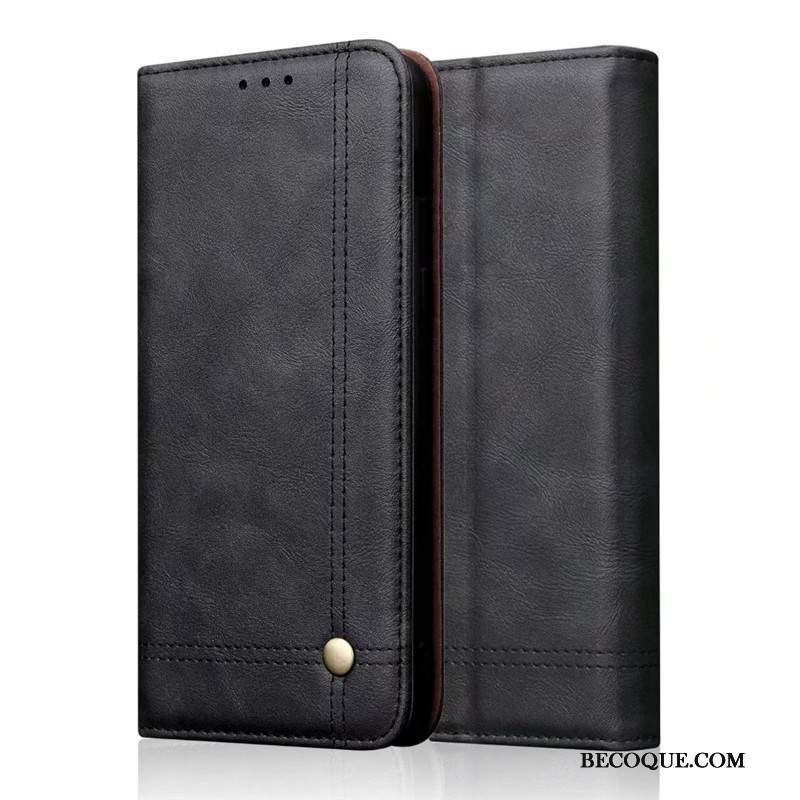 Kuori Samsung Galaxy A50 Nahka Murtumaton Musta, Kotelo Samsung Galaxy A50 Salkku Puhelimen Kuoret Kortti