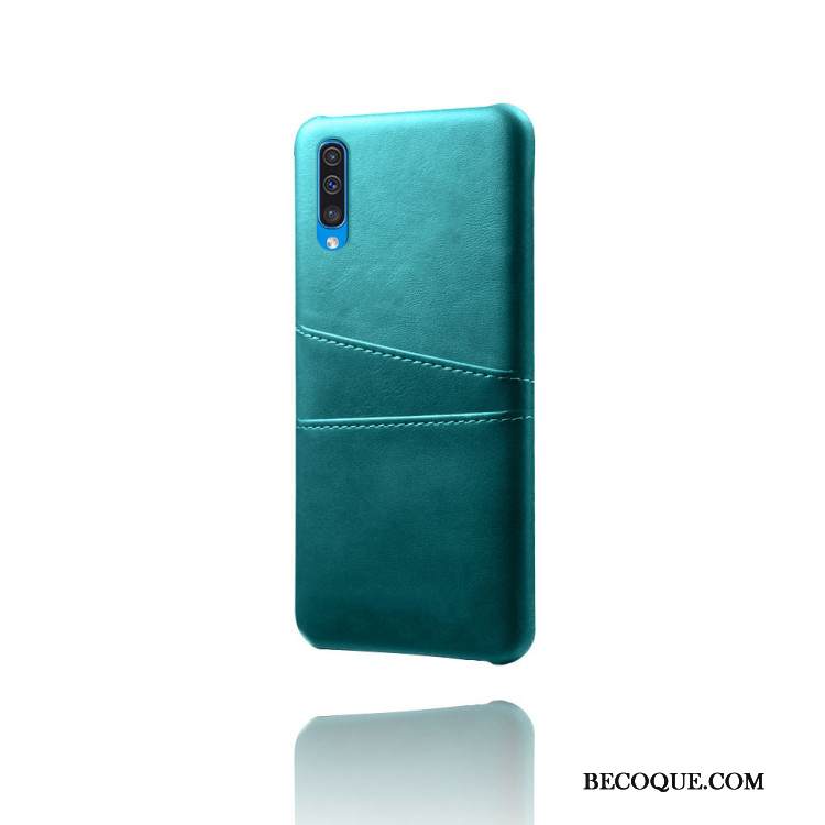 Kuori Samsung Galaxy A50 Nahka Puhelimen Kuoret Lehmä, Kotelo Samsung Galaxy A50 Kukkakuvio Sininen