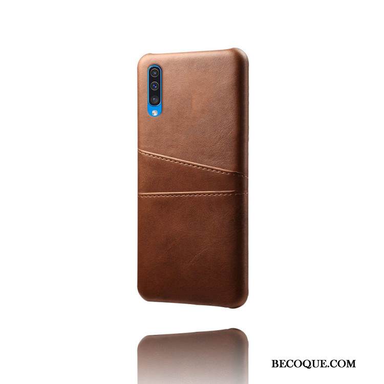 Kuori Samsung Galaxy A50 Nahka Puhelimen Kuoret Lehmä, Kotelo Samsung Galaxy A50 Kukkakuvio Sininen