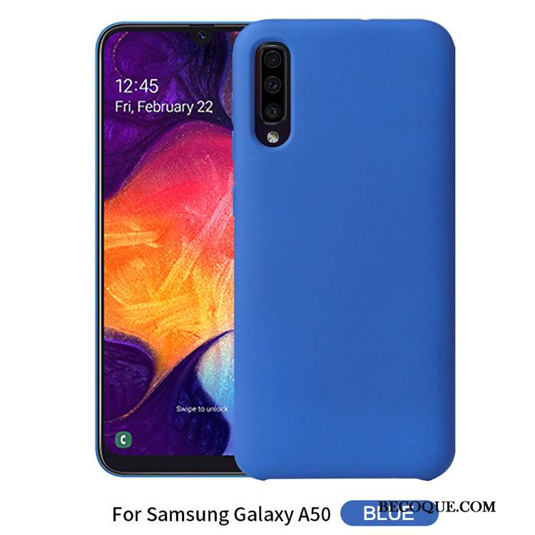 Kuori Samsung Galaxy A50 Silikoni Kiinteä Väri Musta, Kotelo Samsung Galaxy A50 Suojaus Uusi Puhelimen Kuoret