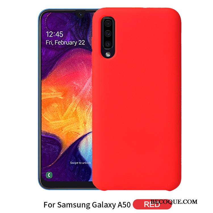 Kuori Samsung Galaxy A50 Silikoni Kiinteä Väri Musta, Kotelo Samsung Galaxy A50 Suojaus Uusi Puhelimen Kuoret