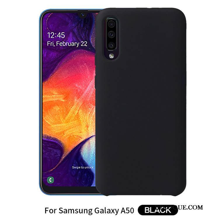Kuori Samsung Galaxy A50 Silikoni Kiinteä Väri Musta, Kotelo Samsung Galaxy A50 Suojaus Uusi Puhelimen Kuoret