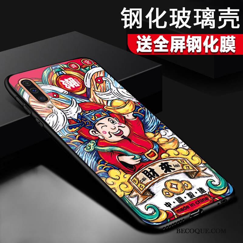 Kuori Samsung Galaxy A50 Suojaus Peili Lasi, Kotelo Samsung Galaxy A50 Laukut Violetti Pesty Suede