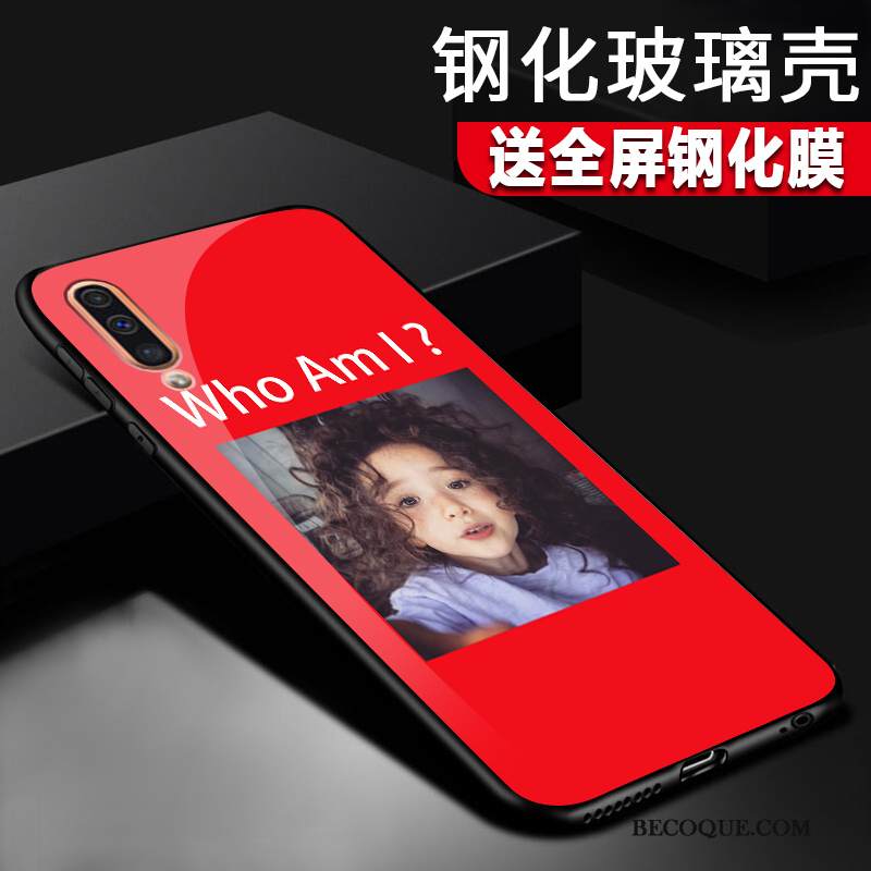 Kuori Samsung Galaxy A50 Suojaus Peili Lasi, Kotelo Samsung Galaxy A50 Laukut Violetti Pesty Suede