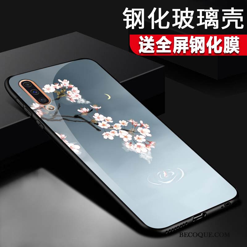 Kuori Samsung Galaxy A50 Suojaus Peili Lasi, Kotelo Samsung Galaxy A50 Laukut Violetti Pesty Suede