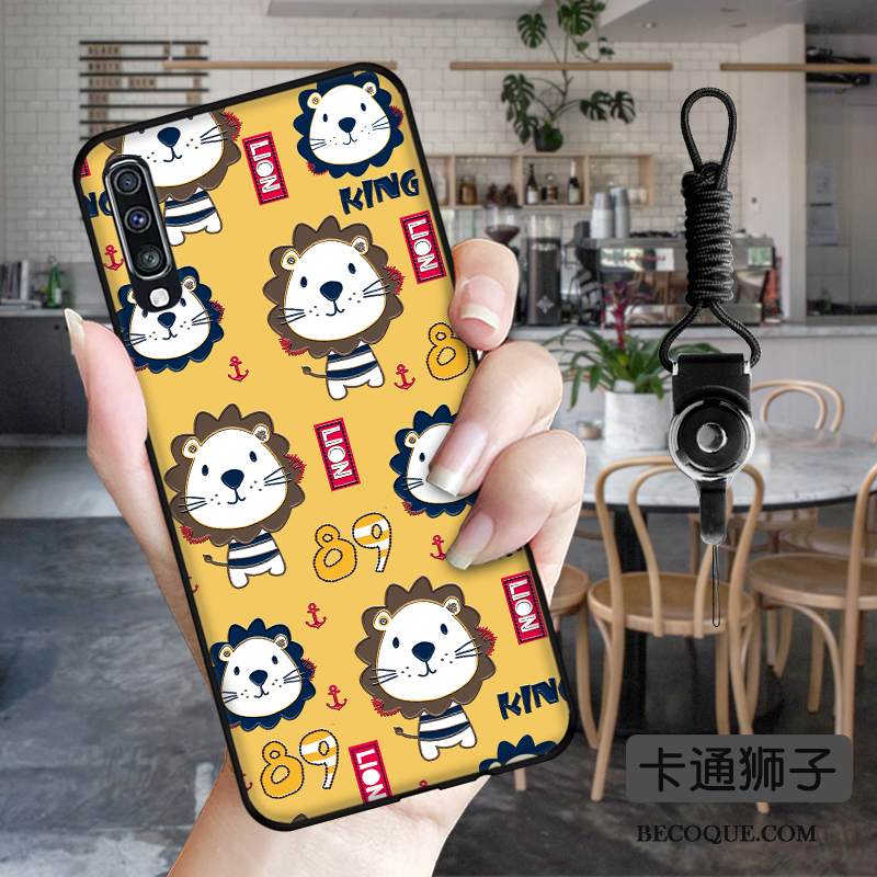 Kuori Samsung Galaxy A50s Laukut Rakastunut Leijona, Kotelo Samsung Galaxy A50s Sarjakuva Pesty Suede Uusi