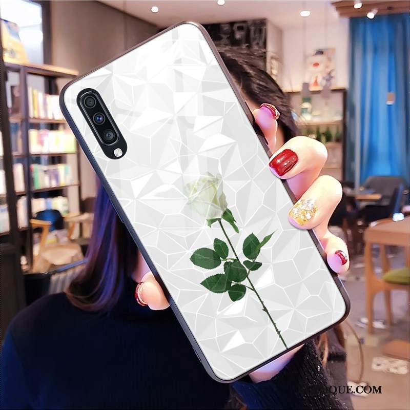 Kuori Samsung Galaxy A50s Pehmeä Neste Timantti Puhelimen Kuoret, Kotelo Samsung Galaxy A50s Laukut Sininen Kukkakuvio