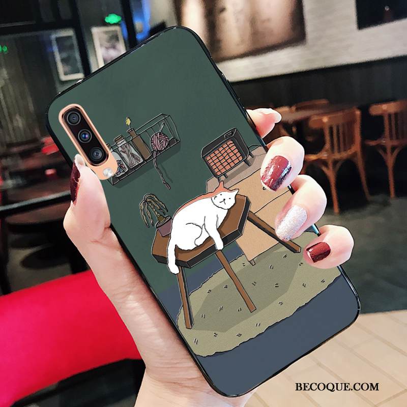 Kuori Samsung Galaxy A50s Silikoni Kissa Puhelimen Kuoret, Kotelo Samsung Galaxy A50s Pehmeä Neste Vihreä Persoonallisuus