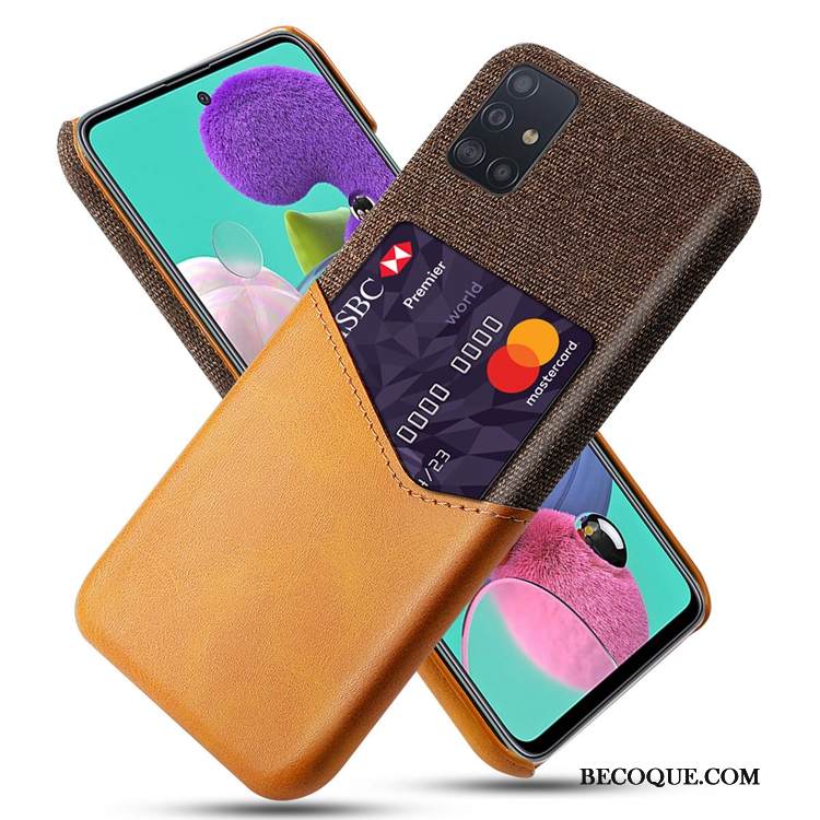Kuori Samsung Galaxy A51 Laukut Murtumaton Persoonallisuus, Kotelo Samsung Galaxy A51 Nahka Kortti Puhelimen Kuoret
