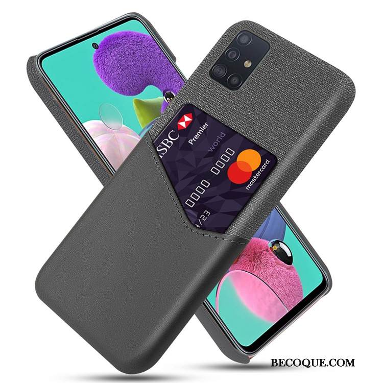 Kuori Samsung Galaxy A51 Laukut Murtumaton Persoonallisuus, Kotelo Samsung Galaxy A51 Nahka Kortti Puhelimen Kuoret