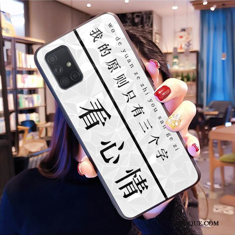 Kuori Samsung Galaxy A51 Net Red Valkoinen, Kotelo Samsung Galaxy A51 Puhelimen Kuoret Tide-brändi