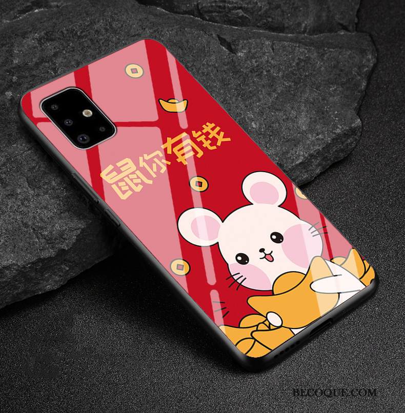 Kuori Samsung Galaxy A51 Silikoni Murtumaton Kova, Kotelo Samsung Galaxy A51 Pehmeä Neste Lasi Punainen