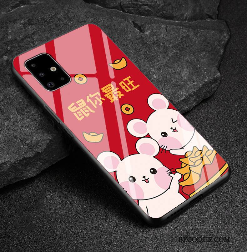 Kuori Samsung Galaxy A51 Silikoni Murtumaton Kova, Kotelo Samsung Galaxy A51 Pehmeä Neste Lasi Punainen