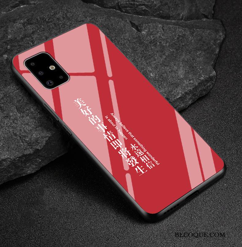Kuori Samsung Galaxy A51 Suojaus Lasi Kiinalainen Tyyli, Kotelo Samsung Galaxy A51 Luova Murtumaton Punainen