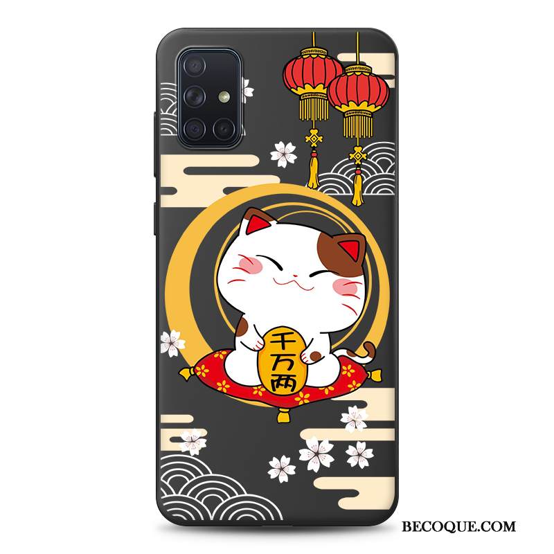 Kuori Samsung Galaxy A51 Suojaus Puhelimen Kuoret Musta, Kotelo Samsung Galaxy A51 Laukut Pesty Suede Rikkaus