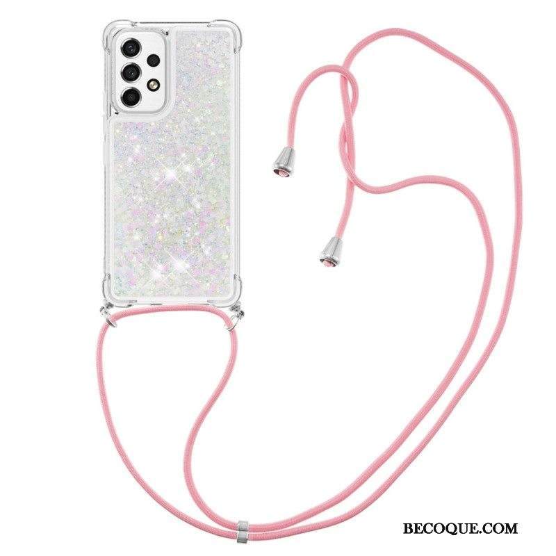 Kuori Samsung Galaxy A53 5G Kiristysnyörillä Kiristysnyöri Paljetteja